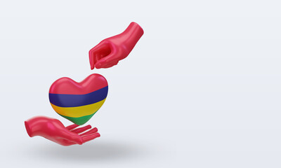 3d charity day Mauritius flag rendering left view