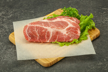 Raw pork meat neck steack