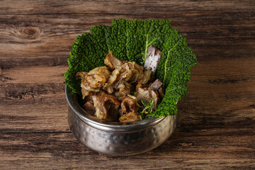 Baled lamb meat in the bowl