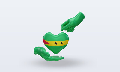 3d charity day Sao Tome and Principe flag rendering front view