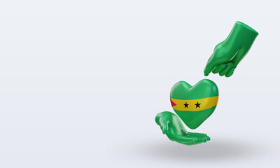3d charity day Sao Tome and Principe flag rendering right view