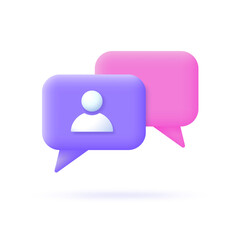 User notification 3d icon. Symbol of message, forum, conference. Vector illustration.