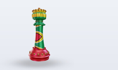 3d king chess Guyana flag rendering left view