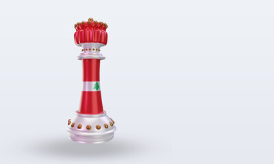 3d king chess Lebanon flag rendering left view