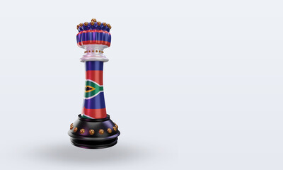 3d king chess South Africa flag rendering left view