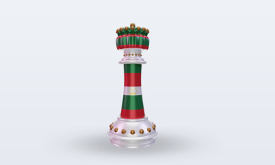 3d king chess Tajikistan flag rendering front view