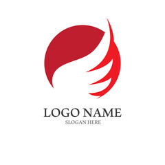 Minimalist bird wings logo. Easy editing of template vector illustration.