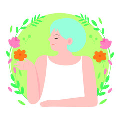 girl with flowers vector illustration
