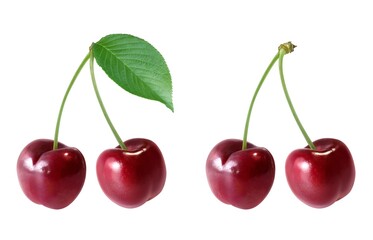 アメリカンチェリー さくらんぼ イラスト リアル セット