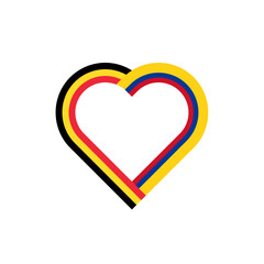 unity concept. heart ribbon icon of belgium and colombia flags. vector illustration isolated on white background