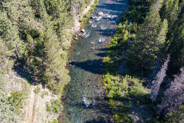 Fototapeta na wymiar Flow of River Water in Forest