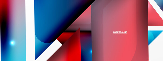 Abstract background. Simple color geometric shapes composition with 3d effect, lights and shadows. Vector Illustration For Wallpaper, Banner, Background, Card, Book Illustration, landing page