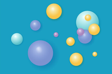 3d sphere, colorful green background. Flying abstract balls, geometric round shapes, with a glossy glow and gradient. Design template modern art background, bright circle, orb. Bubble, liquid. Vector