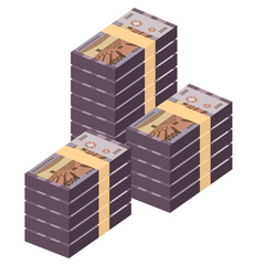 Syrian Pound Vector Illustration. Syria money set bundle banknotes. Paper money 2000 SYP. Flat style. Isolated on white background. Simple minimal design.