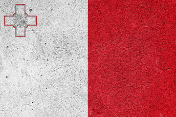 Flag of the Republic of Malta on cement plaster