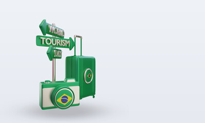 3d tourism day Brazil flag rendering left view