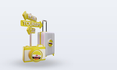 Naklejka premium 3d tourism day Brunei Darussalam flag rendering left view