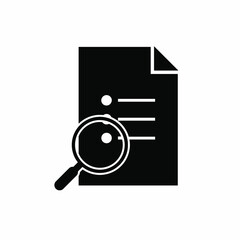 Review Icon. Paper and Magnifier Symbol - Vector. 