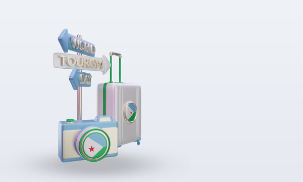 3d tourism day Djibouti flag rendering left view
