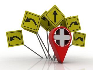 3d rendering hospital navigation planning, concept
