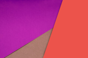 Dark and light, Plain and Textured Shades of purple orange brown papers background lines intersecting to form a triangle shape
