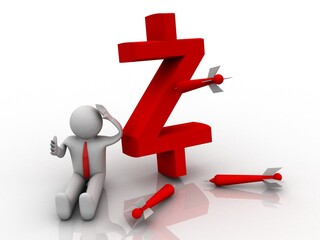 3d rendering z cash bitcoin sign with business man