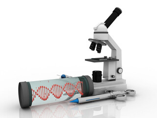 3d rendering dna test Microscope 
