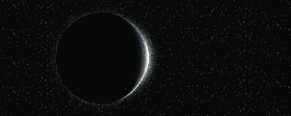 Solar eclipse .Star and moon in space. Futuristic landscape, with noise texture . Night landscape .Vector illustration © miloje