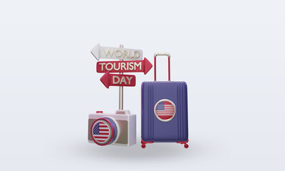 3d tourism day America flag rendering front view
