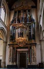 Interior of the 15th century Nieuwe Kerk (New Church) on Dam square, central Amsterdam, Netherlands.