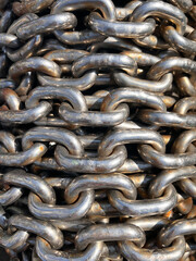 Metal chain link close up.
