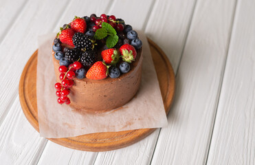 Cake decorated with summer berries