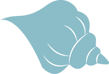 Blue shell. Summer vector in cartoon style, marine element isolated on white for design, vector illustration.