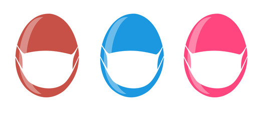 Vector Set of masked Easter eggs colorful images. Illustration isolated, easy to edit and ready to use icons.