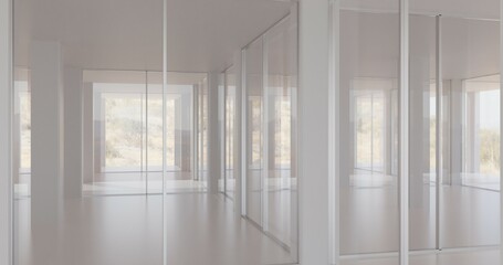 Fototapeta na wymiar empty room with windows made in 3d