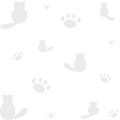Gray cat and grey cat paws on white background, made in paper cutout style.Get creative with cartoon style vector illustration.