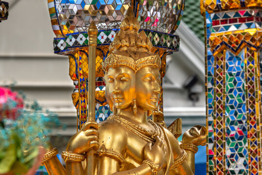 Statue at the Erawan Buddhist Shrine in Bangkok