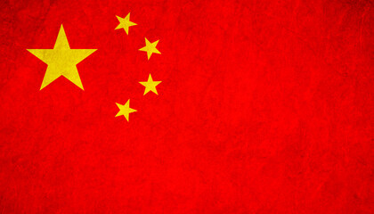 Full Frame Image of Flag of  China with Stone Texture