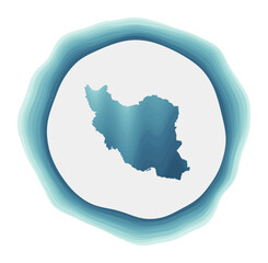 Iran logo. Badge of the country. Layered circular sign around Iran border shape. Modern vector illustration.