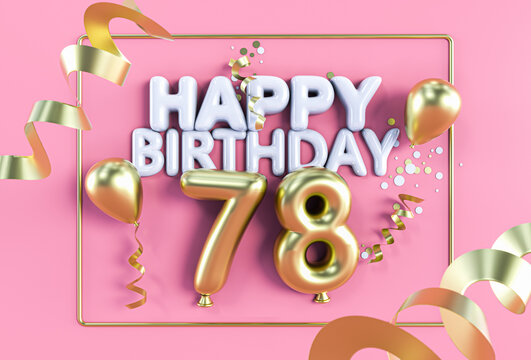 Happy Birthday 78 in Gold auf Rosa