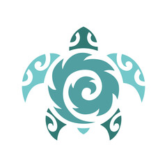 Fototapeta premium Maori Polynesian Style Turtle tattoo. Turtle logo graphic design concept. Editable sea turtle element, can be used as logotype, icon, template in web and print
