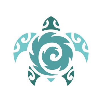 Maori Polynesian Style Turtle tattoo. Turtle logo graphic design concept. Editable sea turtle element, can be used as logotype, icon, template in web and print