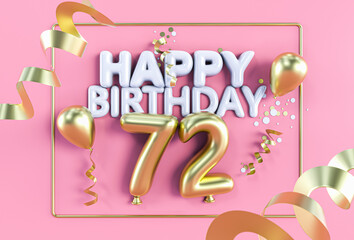 Happy Birthday 72 in Gold auf Rosa