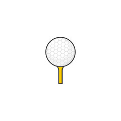 Cartoon golf ball vector icon on white background