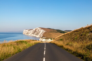 A view towards Freshwater Bay on the Isle of Wight, on a sunny summer's morning