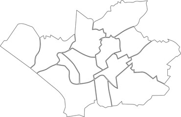 White flat blank vector administrative map of LEVERKUSEN, GERMANY with black border lines of its districts