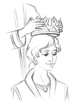 The laying of the crown on the head. Pencil drawing