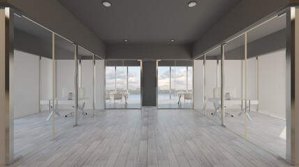 Obraz premium . Modern office Cabinet. 3D rendering. Meeting room