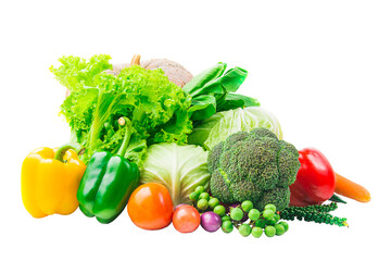 collection vegetables isolated white background  Clipping path