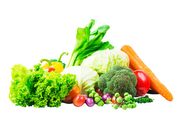 collection vegetables isolated white background  Clipping path